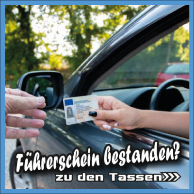 Tassen zum bestandenen Führerschein