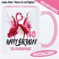 Preview: Tasse Flamingo zum Geburtstag mit Alter und Vorname personalisiert