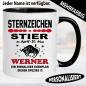 Preview: Stier Tasse mit Name personalisiert