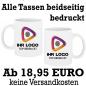 Preview: Weiße Tasse 330ml mit Logo