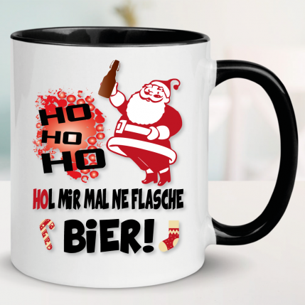 Weihnachtstasse Flasche Bier