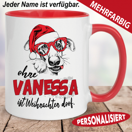 Weihnachtstasse mit Hund personalisiert