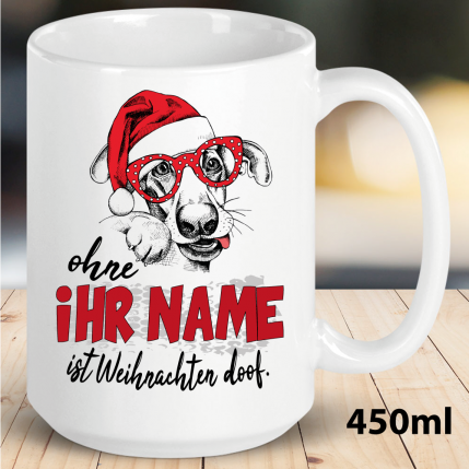 Weihnachtstasse mit Hund personalisiert