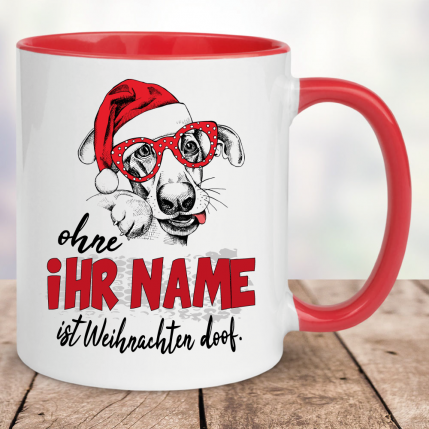 Weihnachtstasse mit Hund personalisiert