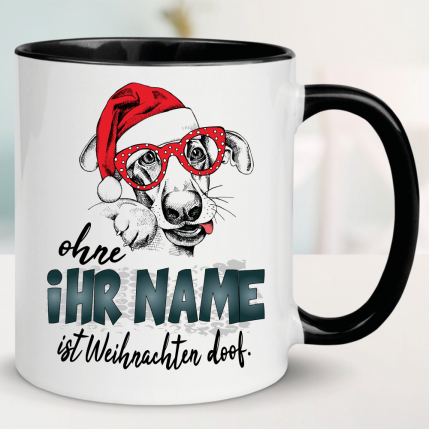 Weihnachtstasse mit Hund personalisiert