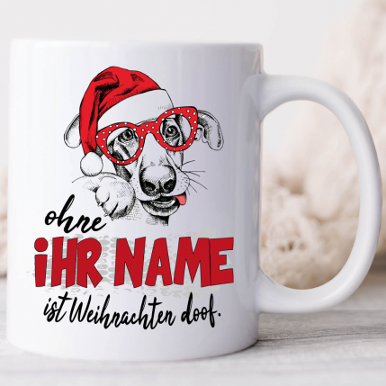 Weihnachtstasse mit Hund personalisiert