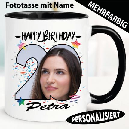 Fototasse mit Name zum 20. Geburtstag