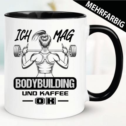 Frau Bodybuilding und Kaffee