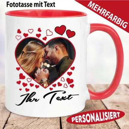 Fototasse mit Herz und Text