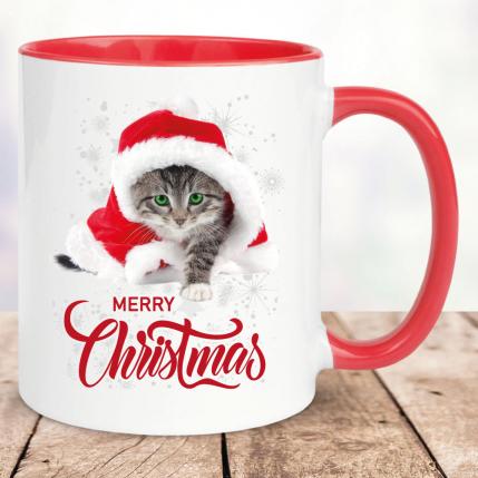 Weihnachtstasse mit Katze