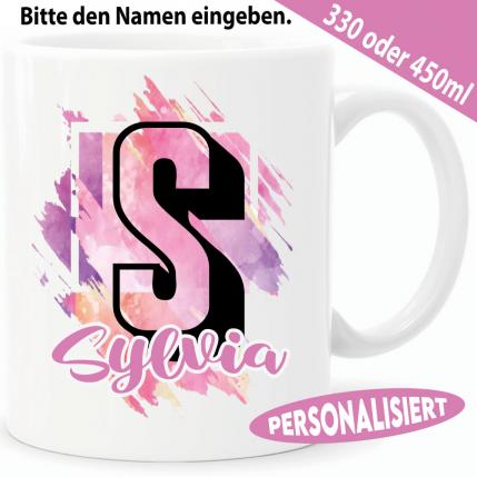 Tasse mit Buchstabe und Name Personalisiert