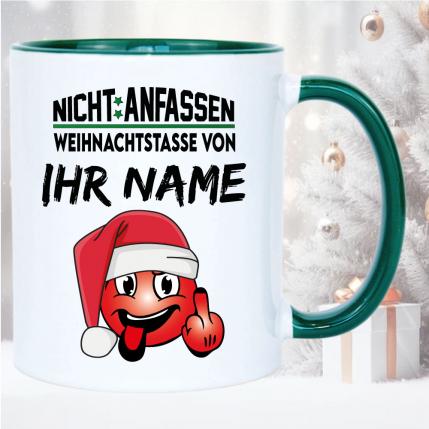 Weihnachtstasse mit Smiley und Name