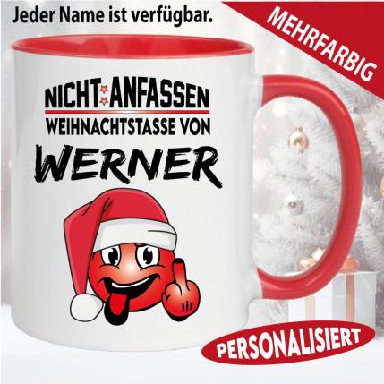 Weihnachtstasse mit Smiley und Name