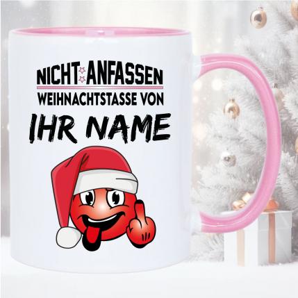 Weihnachtstasse mit Smiley und Name