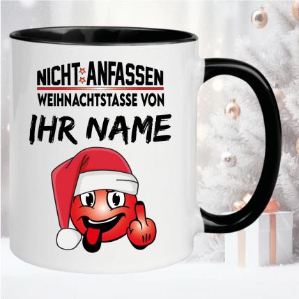 Weihnachtstasse mit Smiley und Name