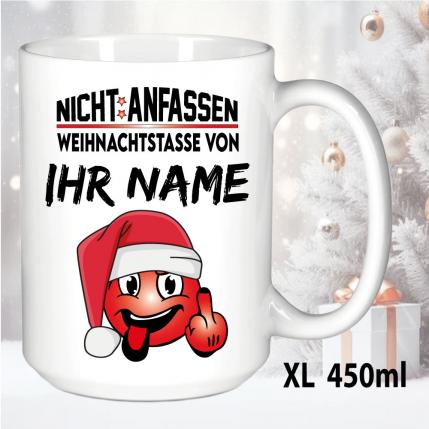 Weihnachtstasse mit Smiley und Name