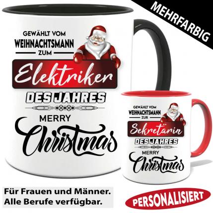 Weihnachtstasse mit Beruf bedruckt