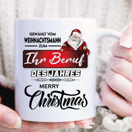 Weihnachtstasse mit Beruf bedruckt