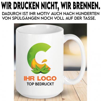 Weiße Tasse 450ml mit Logo