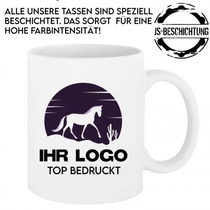 Weiße Tasse 330ml mit Logo