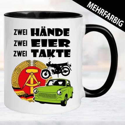 Tasse DDR in 3 Farben  - Zwei Hände Eier Takte