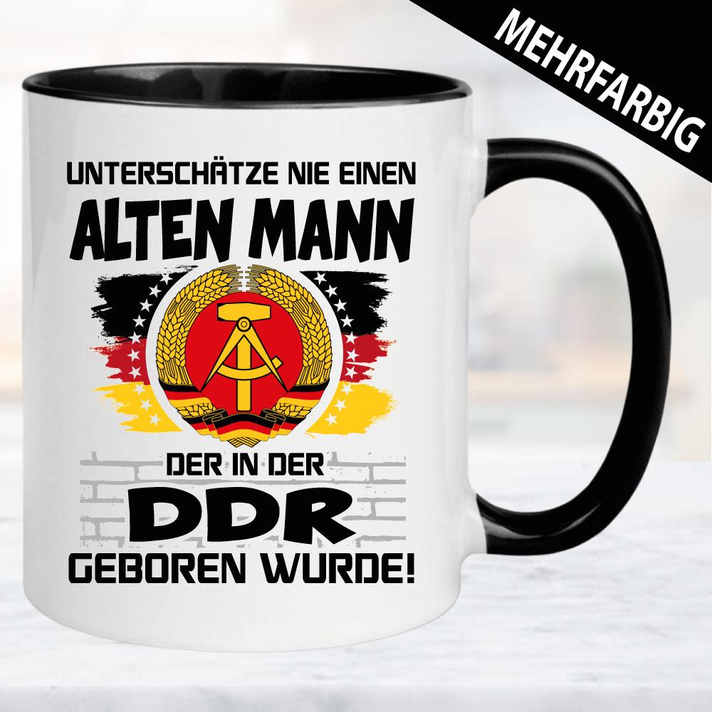 Tasse DDR in 3 Farben  - Alter Mann der DDR