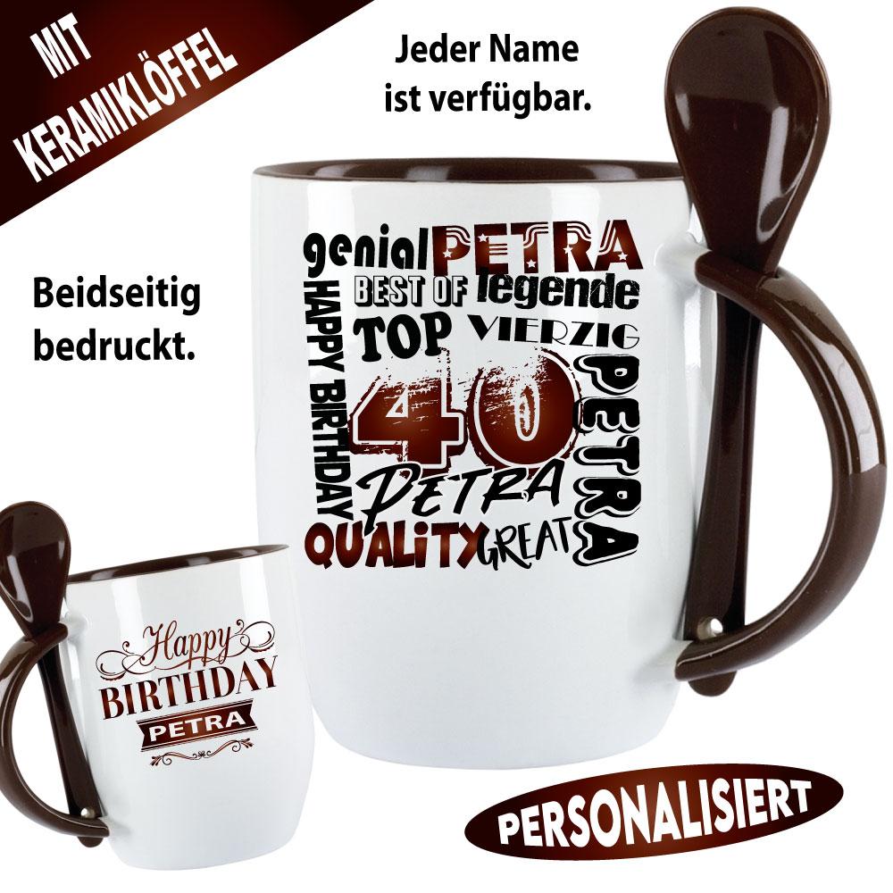 Retro Tasse zum 40. Geburtstag. Mit Name