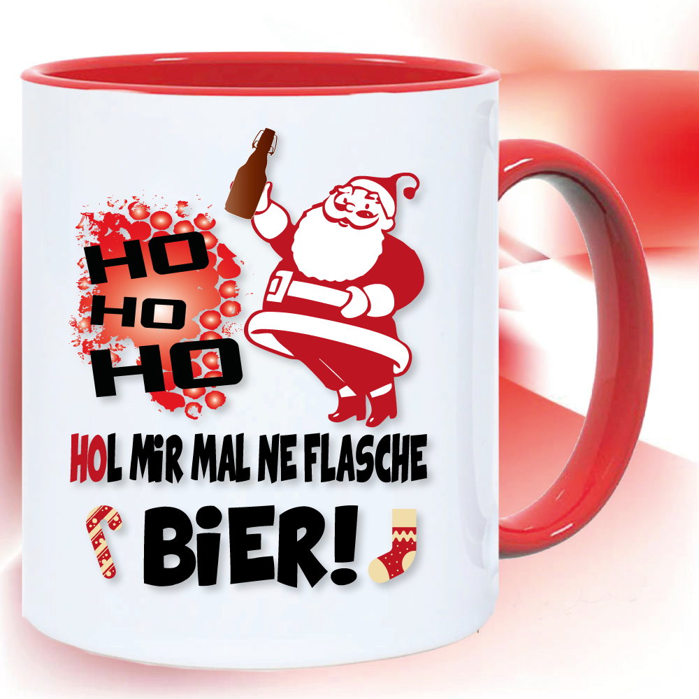 Weihnachtstasse Flasche Bier