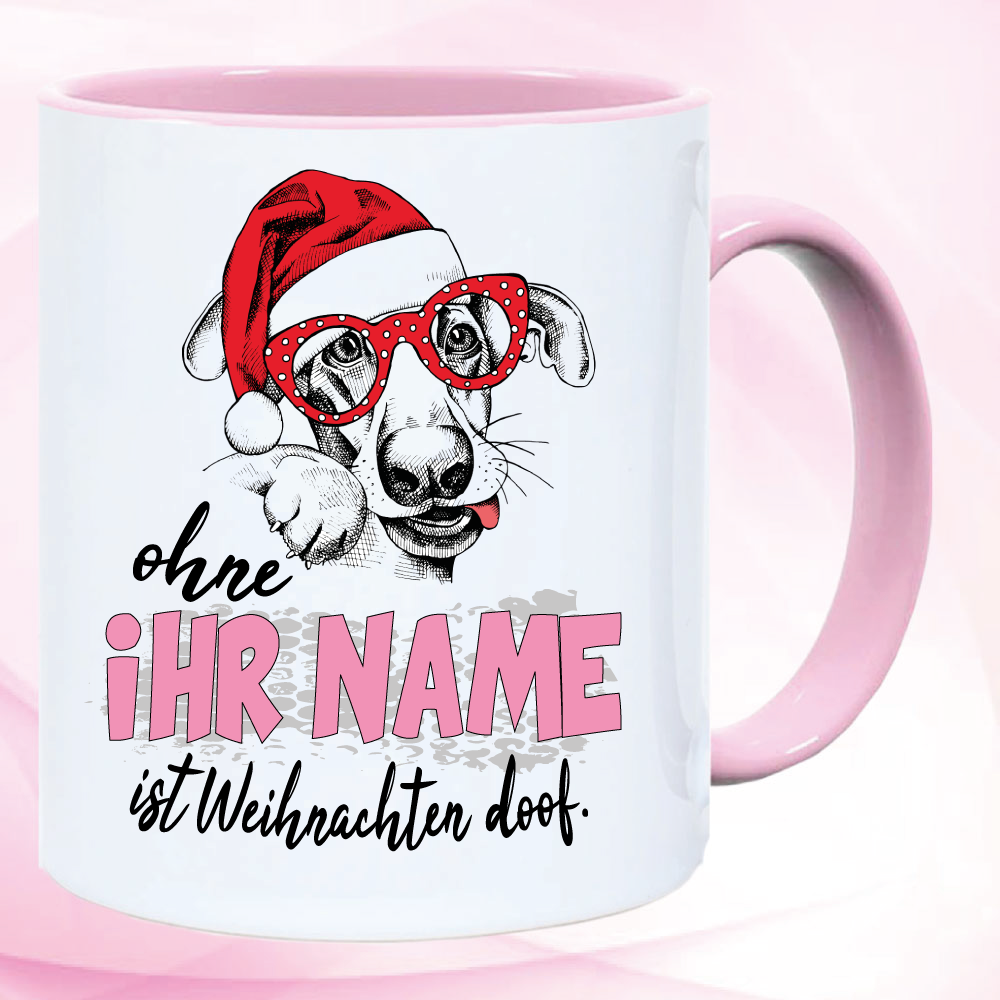 Weihnachtstasse mit Hund personalisiert