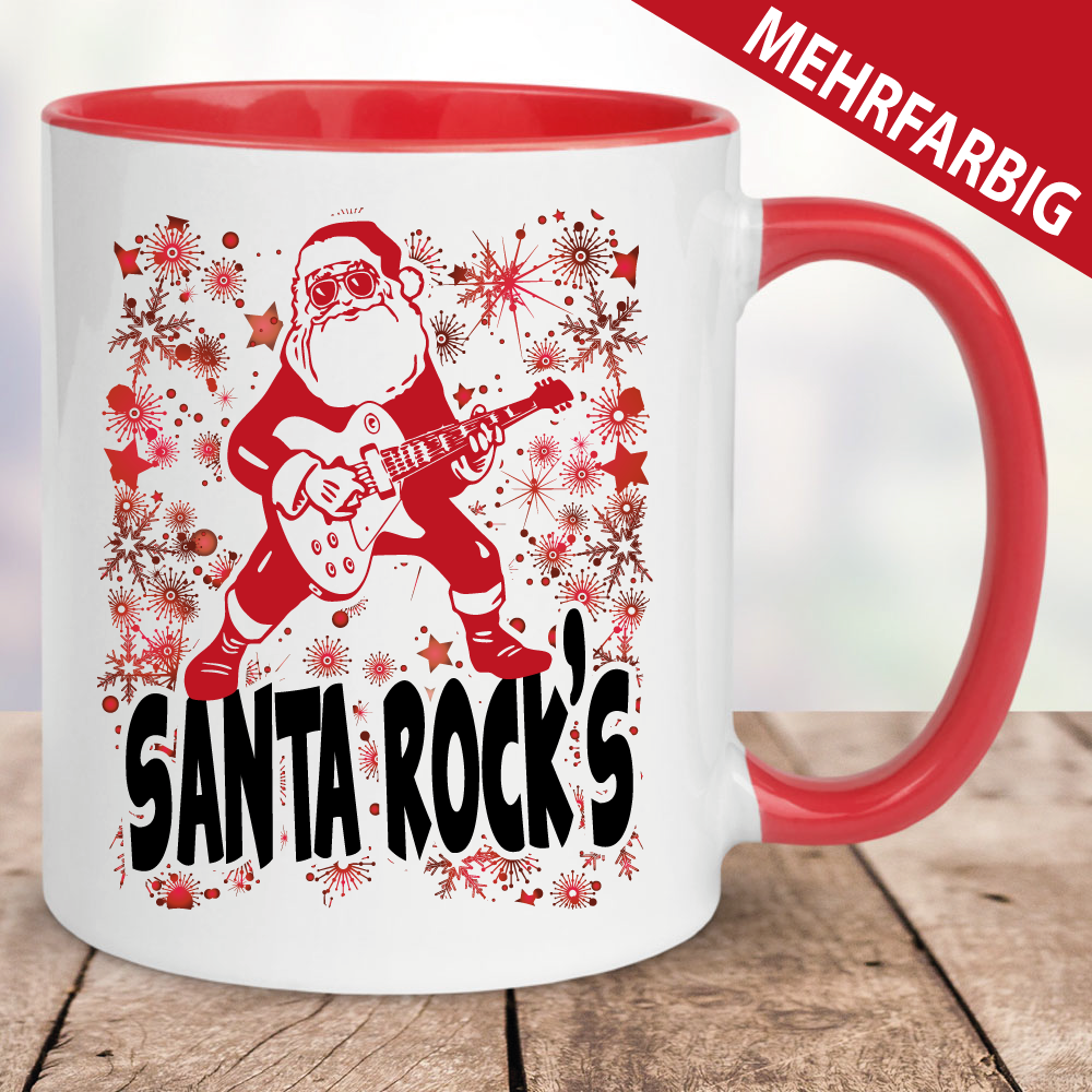 Tasse Weihnachten Weihnachtsmann Gitarre