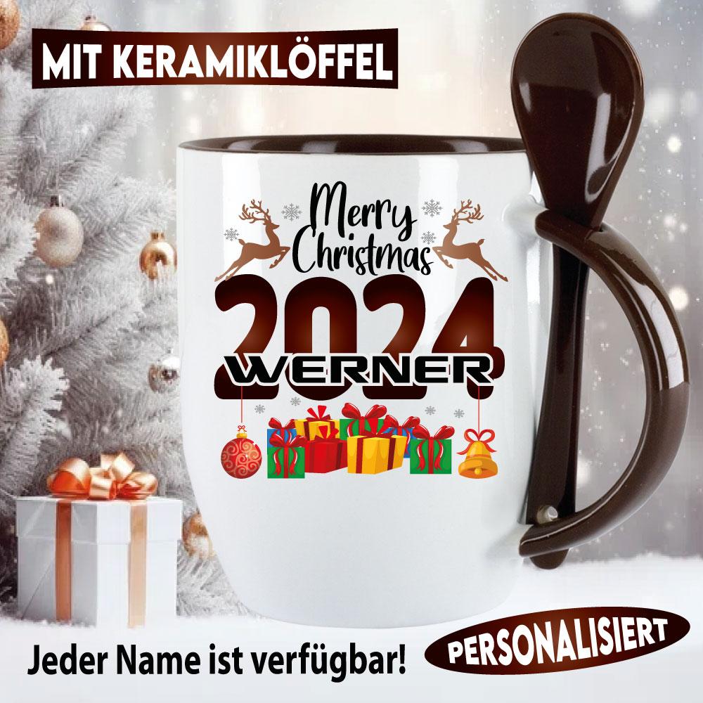 Happy Christmas mit Jahreszahl und Name personalisiert