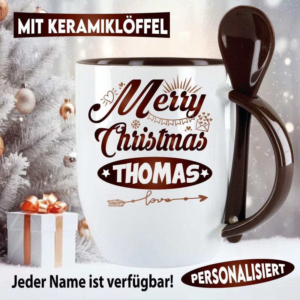 Merry Christmas Tasse mit Name personalisiert