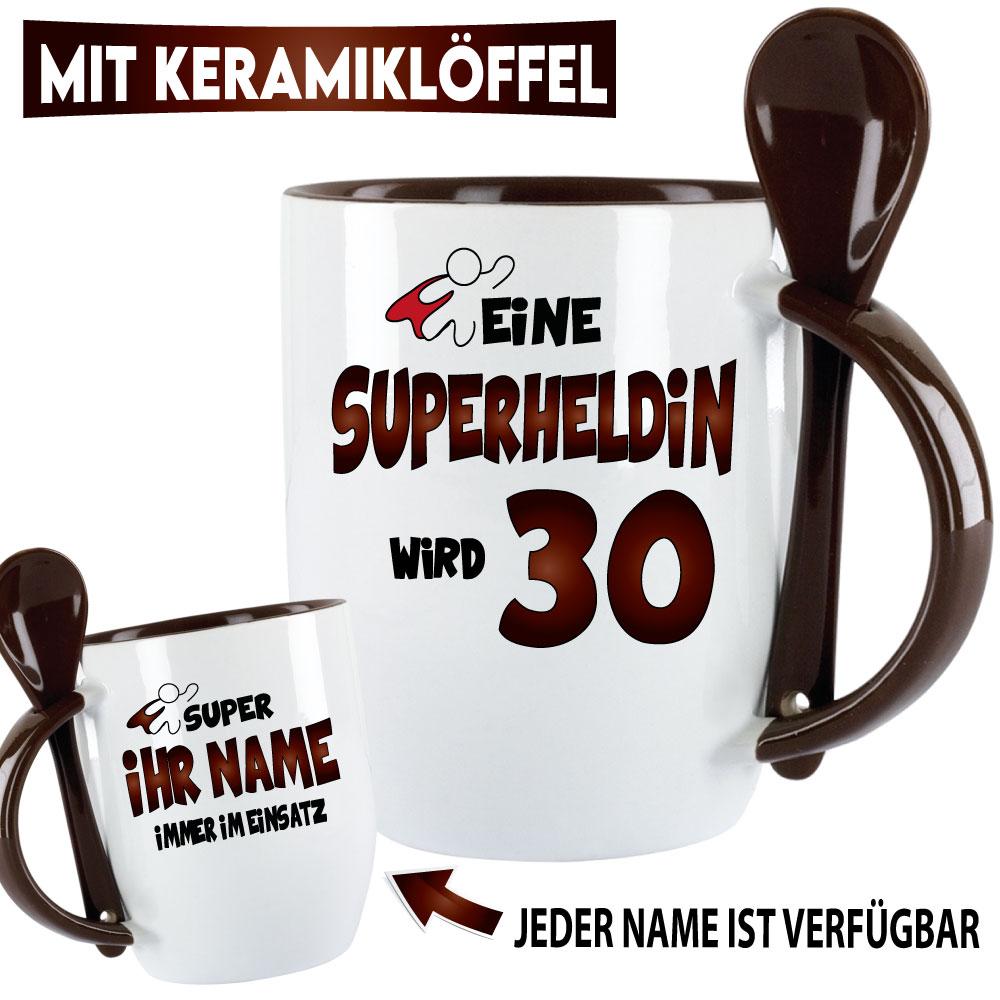 Tasse zum Geburtstag Eine Superheldin wird 30 Rot