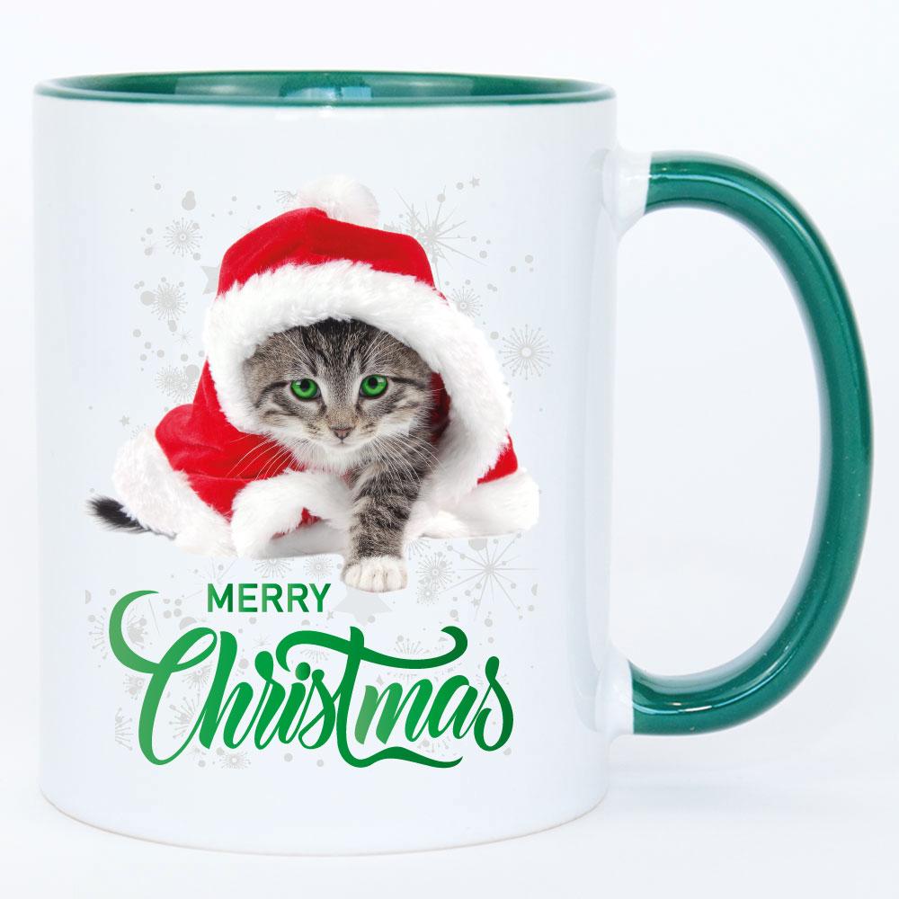 Weihnachtstasse mit Katze