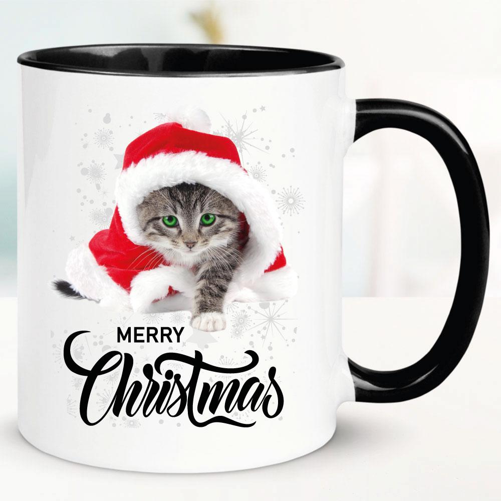 Weihnachtstasse mit Katze