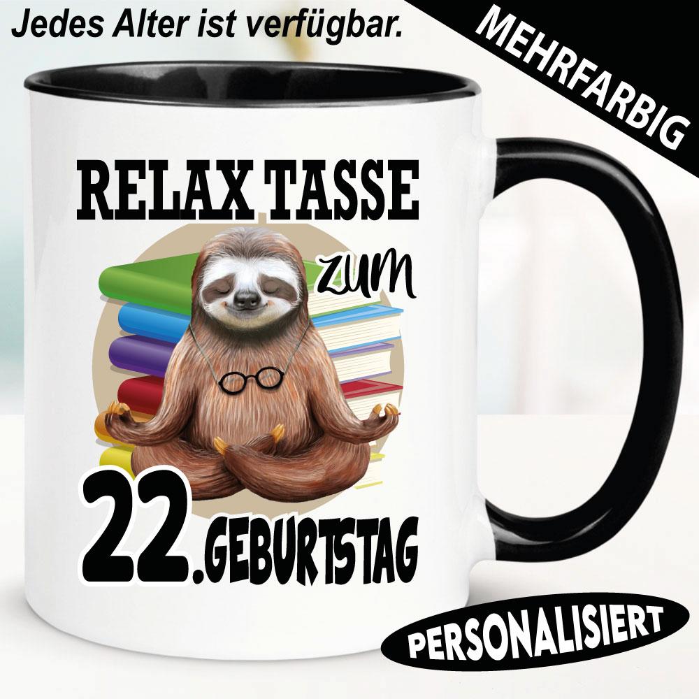 Tasse mit Faultier beim Relaxen zum Geburtstag