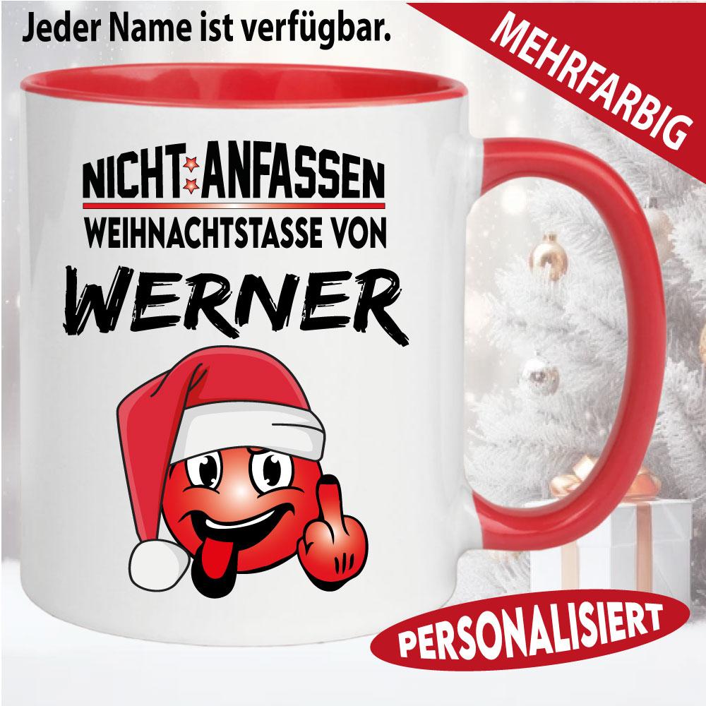 Tasse Weihnachten mit Smiley und Name