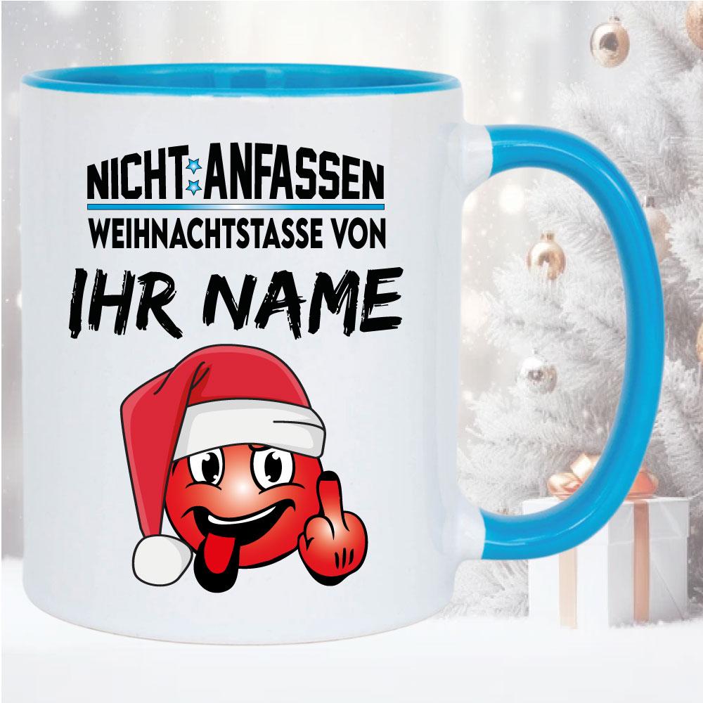 Weihnachtstasse mit Smiley und Name