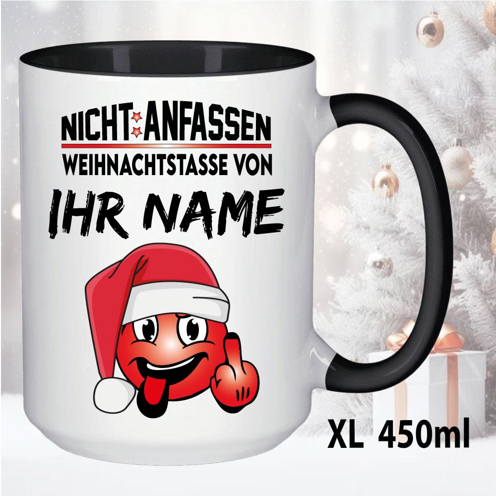 Weihnachtstasse mit Smiley und Name