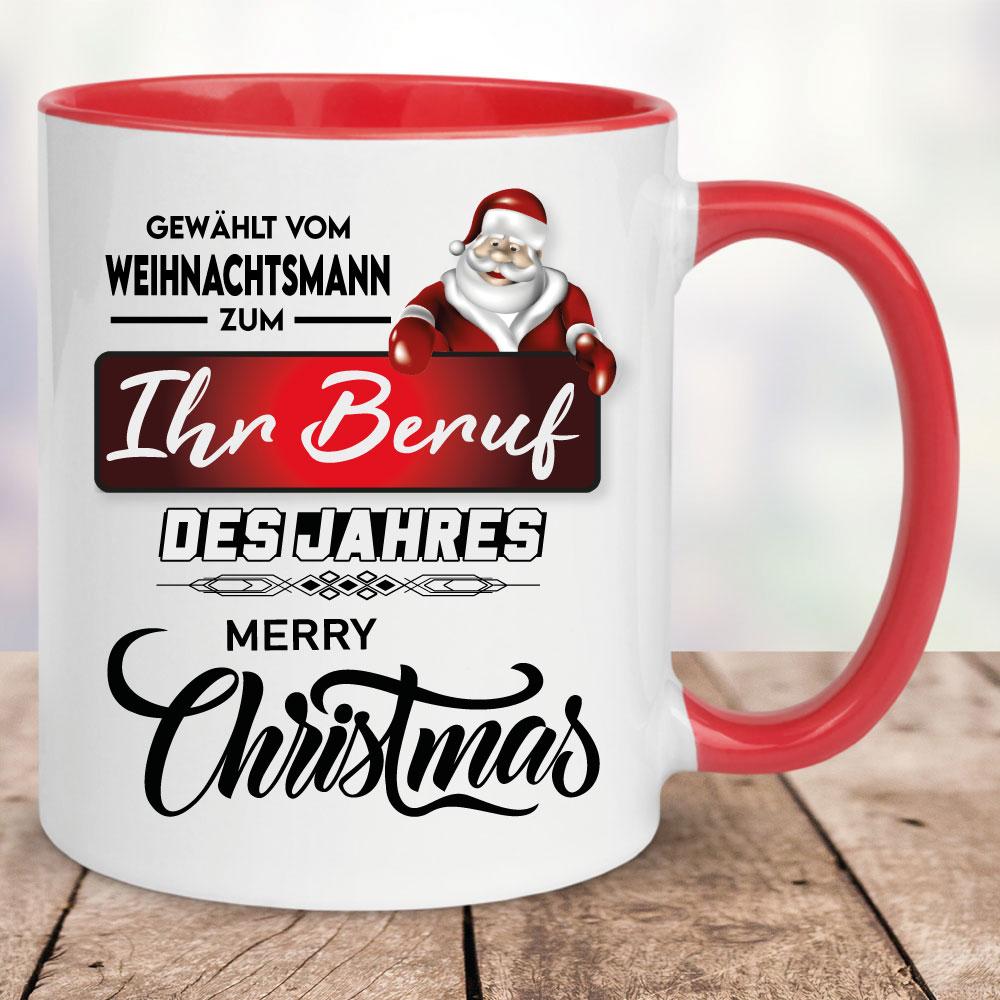 Weihnachtstasse mit Beruf bedruckt