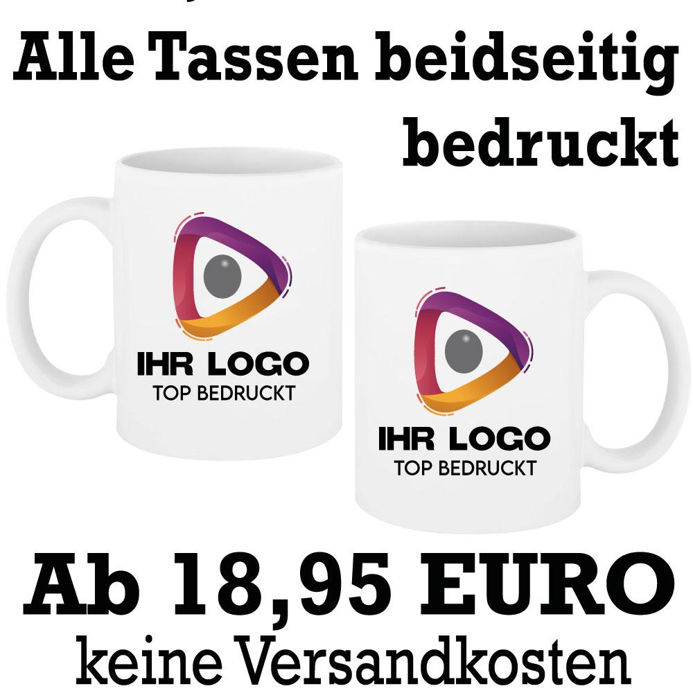 Weiße Tasse 330ml mit Logo