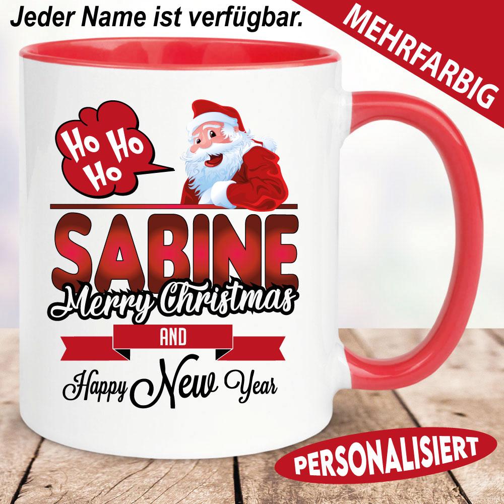 Tasse lustiger Weihnachtsmann personalisiert