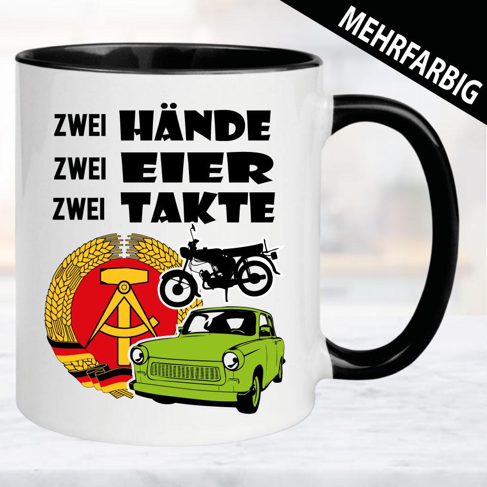 Tasse DDR in 3 Farben  - Zwei Hände Eier Takte