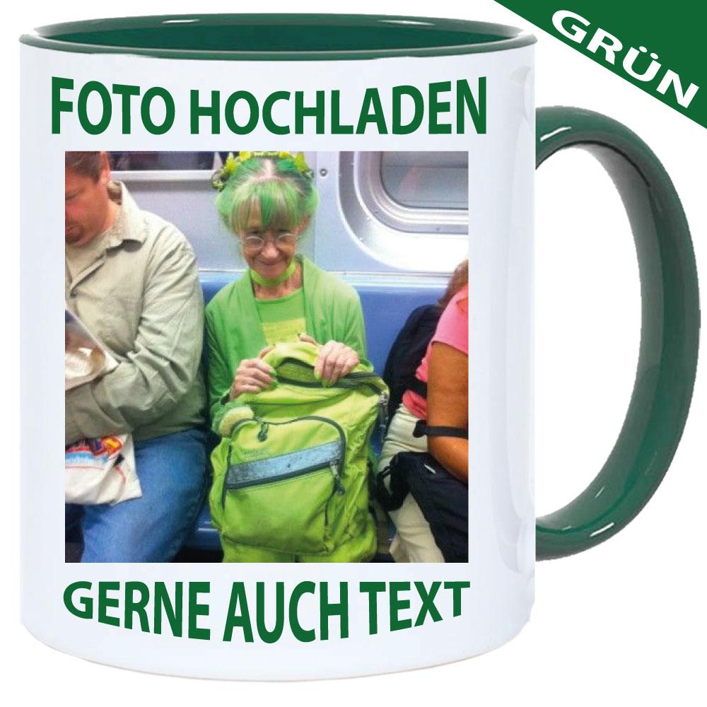 Fototasse Henkelbecher Grün