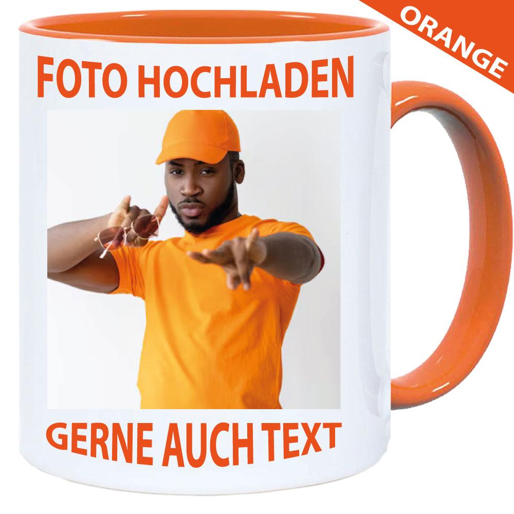 Fototasse Henkelbecher Orange